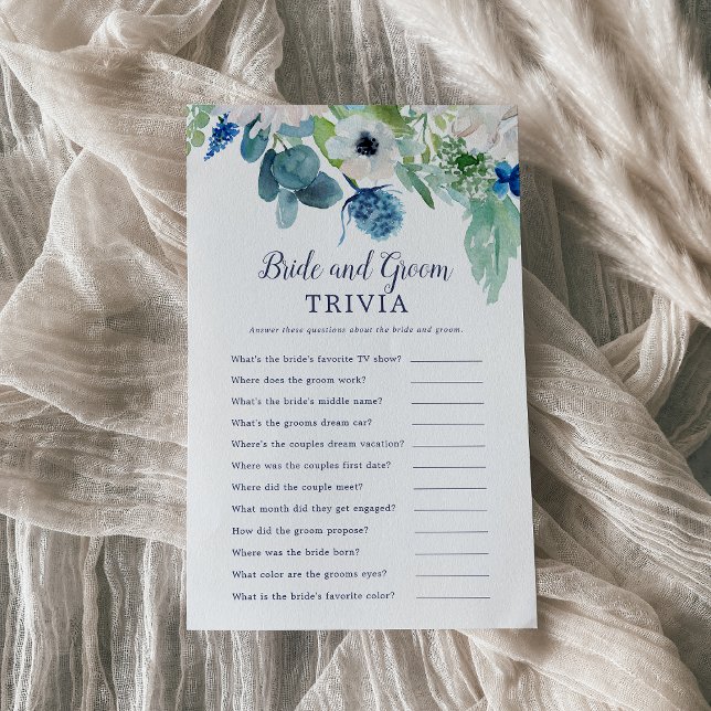 Classic White Flowers Bride and Groom Trivia Game Flyer (Creator Uploaded)