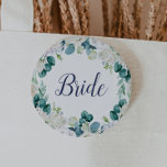 Classic White Flowers Bride Bridal Shower 2 Inch Round Button<br><div class="desc">This classic white flowers bride bridal shower button is perfect for a spring wedding shower. The elegant floral design features soft ivory and white roses,  peonies,  and chrysanthemum with touches of periwinkle blue watercolor flowers and green foliage.</div>