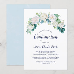 Classic White Flowers Confirmation Invitation