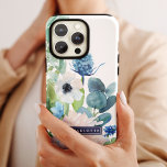 Classic White Flowers Custom Name Case-Mate iPhone Case<br><div class="desc">This classic white flowers custom name phone case is the perfect gift for her. The elegant floral design features soft ivory and anemones and peonies with touches of periwinkle blue watercolor flowers and green foliage. Personalize the case with her first or last name.</div>