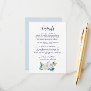 Classic White Flowers Details Enclosure Card