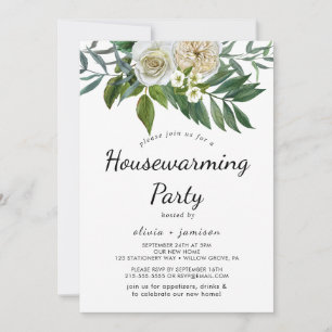 Classic White Flowers Housewarming Invitation