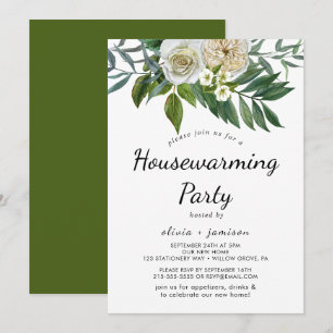 Classic White Flowers Housewarming Invitation