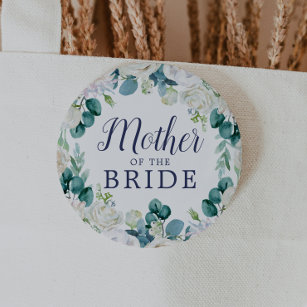 Classic White Flowers Mother of the Bride 2 Inch Round Button