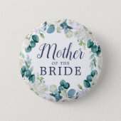 Classic White Flowers Mother of the Bride 2 Inch Round Button (Front)