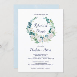 Classic White Flowers Rehearsal Dinner Invitation