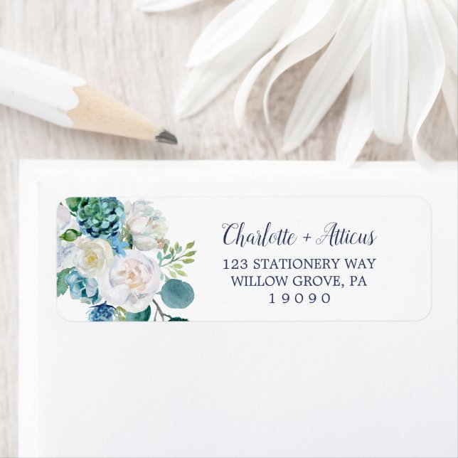 Classic White Flowers Return Address Label (Insitu)