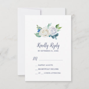Classic White Flowers Simple RSVP Card