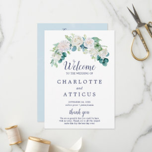 Classic White Flowers Wedding Program
