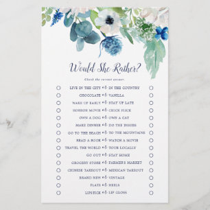 Classic White Flowers Would She Rather Game Flyer