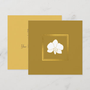 Classic White Gold Flower Elegant Golden Backgaund Thank You Card