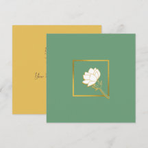 Classic White Gold Flower Elegant Green Backgaund