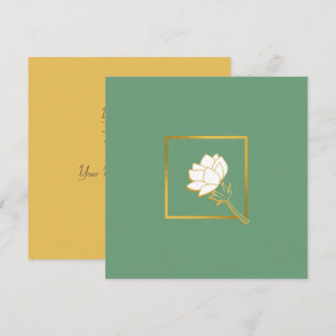 Classic White Gold Flower Elegant Green Backgaund Thank You Card