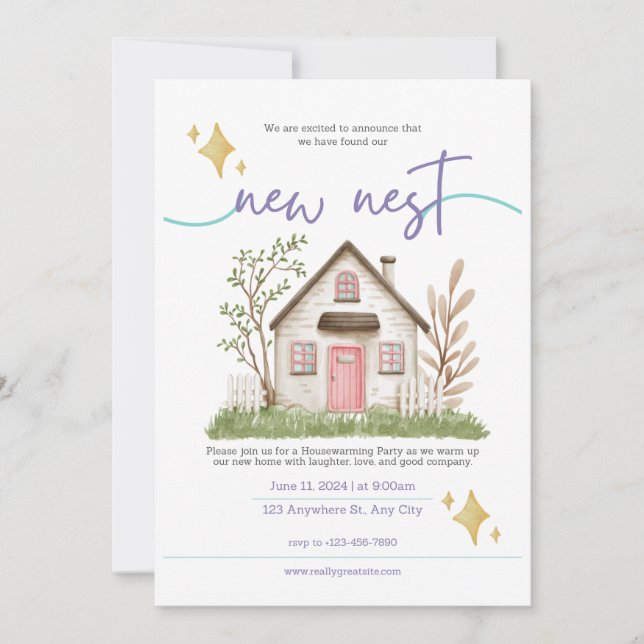 Classic White House Warming Invite Card (Front)