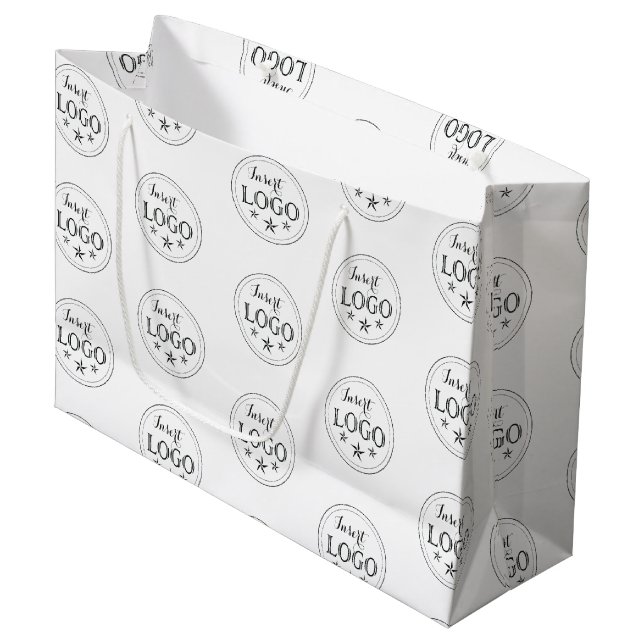 Classic White Large Gift Bag with Custom Logo (Front Angled)