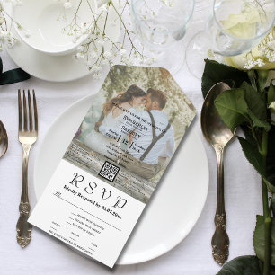 Classic White Large Photo Picture All In One Invitation