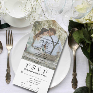 Classic White Large Photo Picture Website Email All In One Invitation