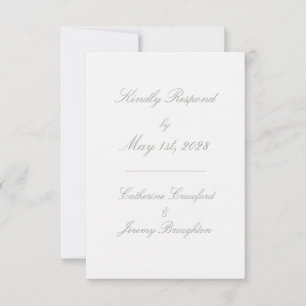 Classic White Linen Wedding Script Mail In RSVP