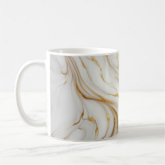 Classic White Marble Mug with Gold Veins
