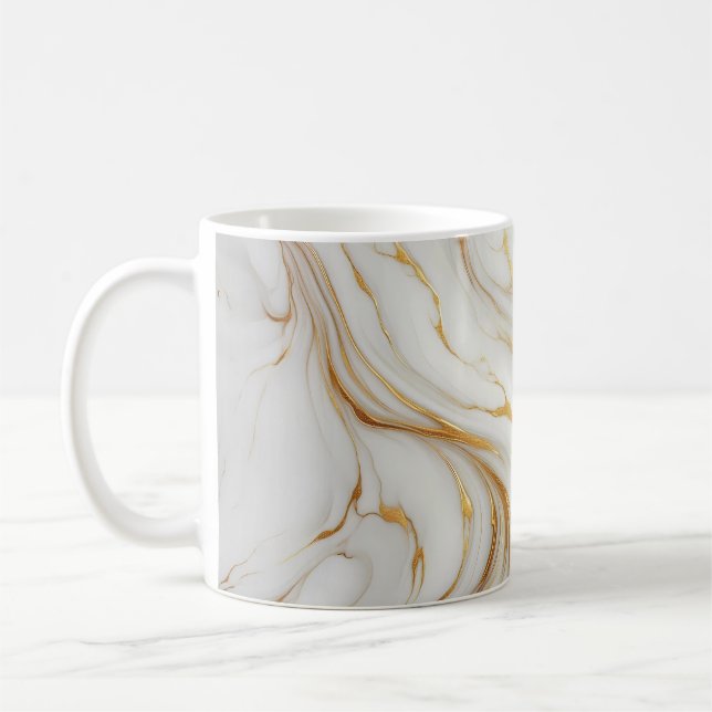 Classic White Marble Mug with Gold Veins (Left)