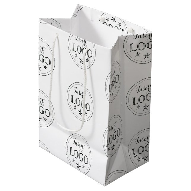 Classic White Medium Gift Bag with Custom Logo (Front Angled)