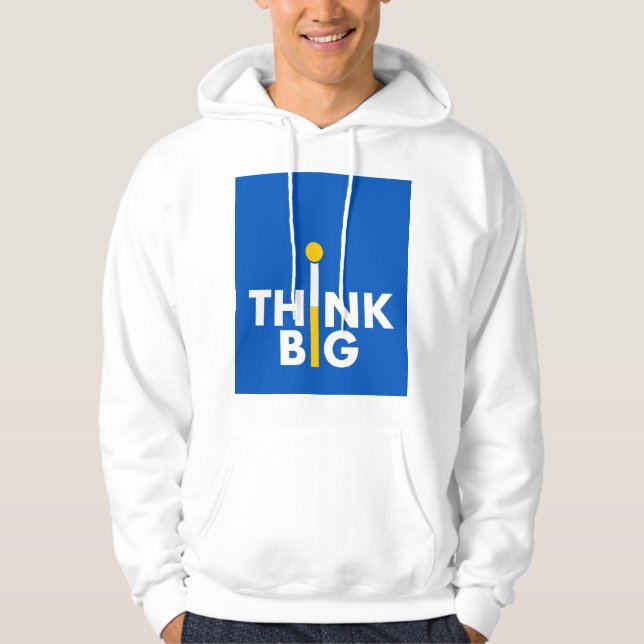 "Classic White Men's Hoodie with 'Think Big' Logo  (Front)