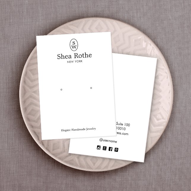 Classic White Monogram Earring Display Card (Creator Uploaded)