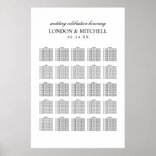 Classic White Monogram Wedding Seating Poster