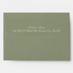 classic White on Sage Green calligraphy wedding Envelope