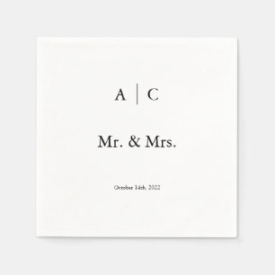Classic White Personalized Wedding Cocktail Napkin
