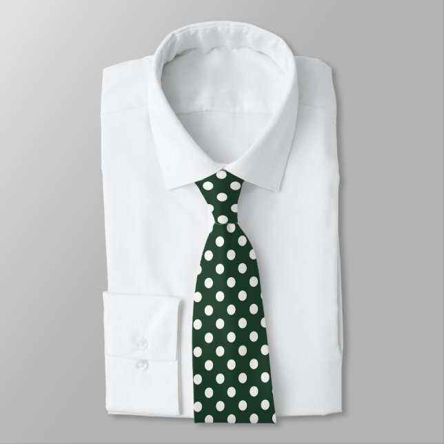 Classic white polka dot neck tie (Tied)
