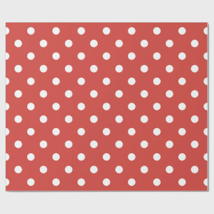 Classic White Polka Dots on Red Wrapping Paper