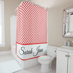 Classic white Red Polka dots   Personalized name