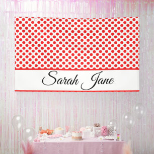 Classic white Red Polka dots   Personalized name Banner