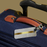 Classic White Reptile Digital Leather Gold Metal Luggage Tag<br><div class="desc">Faux classic white reptile leather with golden highlights background with faux gold metallic label.  Templates created for you on front and back.</div>