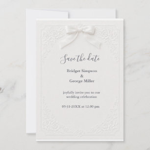 Classic White Ribbon Bow Wedding Invitation