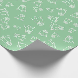 Classic White Rose Wedding Ceremony Green Seamless Wrapping Paper