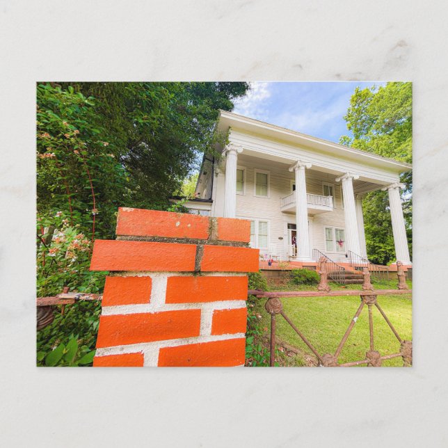 Classic White Southern Home with Columns Postcard (Front)