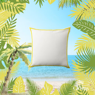 Classic White with Yellow & Reverse Solid Yellow Throw Pillow