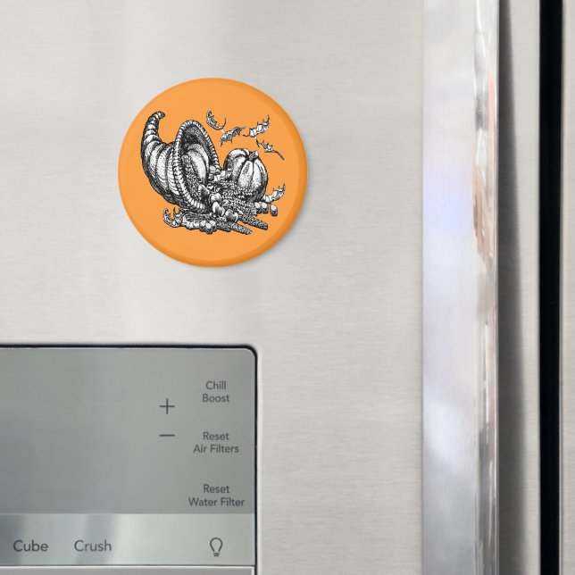 Classic Wicker Cornucopia Black White Illustration Magnet (In Situ (Fridge))