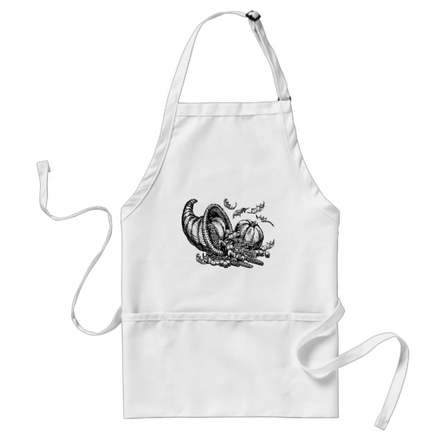 Classic Wicker Cornucopia Black White Illustration Standard Apron (Front)