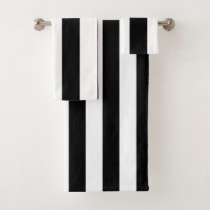 Classic Wide Stripes, Black and White Bath Towel Set