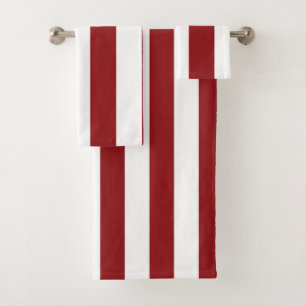 Classic Wide Stripes, Red and White Bath Towel Set