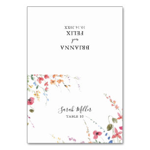 Classic Wild Colorful Floral Mariage Carte Place