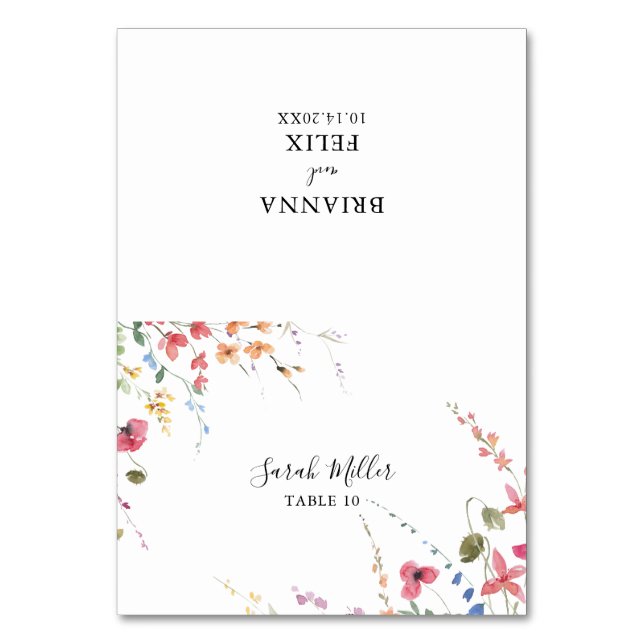 Classic Wild Colorful Floral Mariage Carte Place (Par défaut)