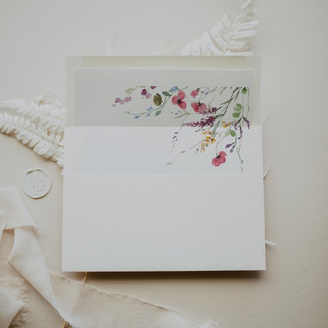 Classic Wild Colourful Floral Wedding Invitation Envelope (Creator Uploaded)