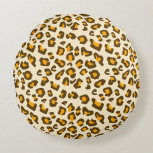 Classic Wild Leopard Print Pattern Round Pillow