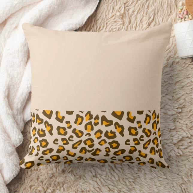 Classic Wild Leopard Print Pattern Throw Pillow (Blanket)