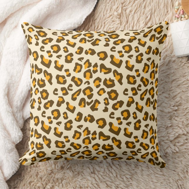 Classic Wild Leopard Print Pattern Throw Pillow (Blanket)