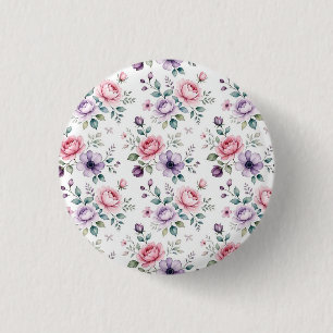 classic Wildflower Botanical Pin Button